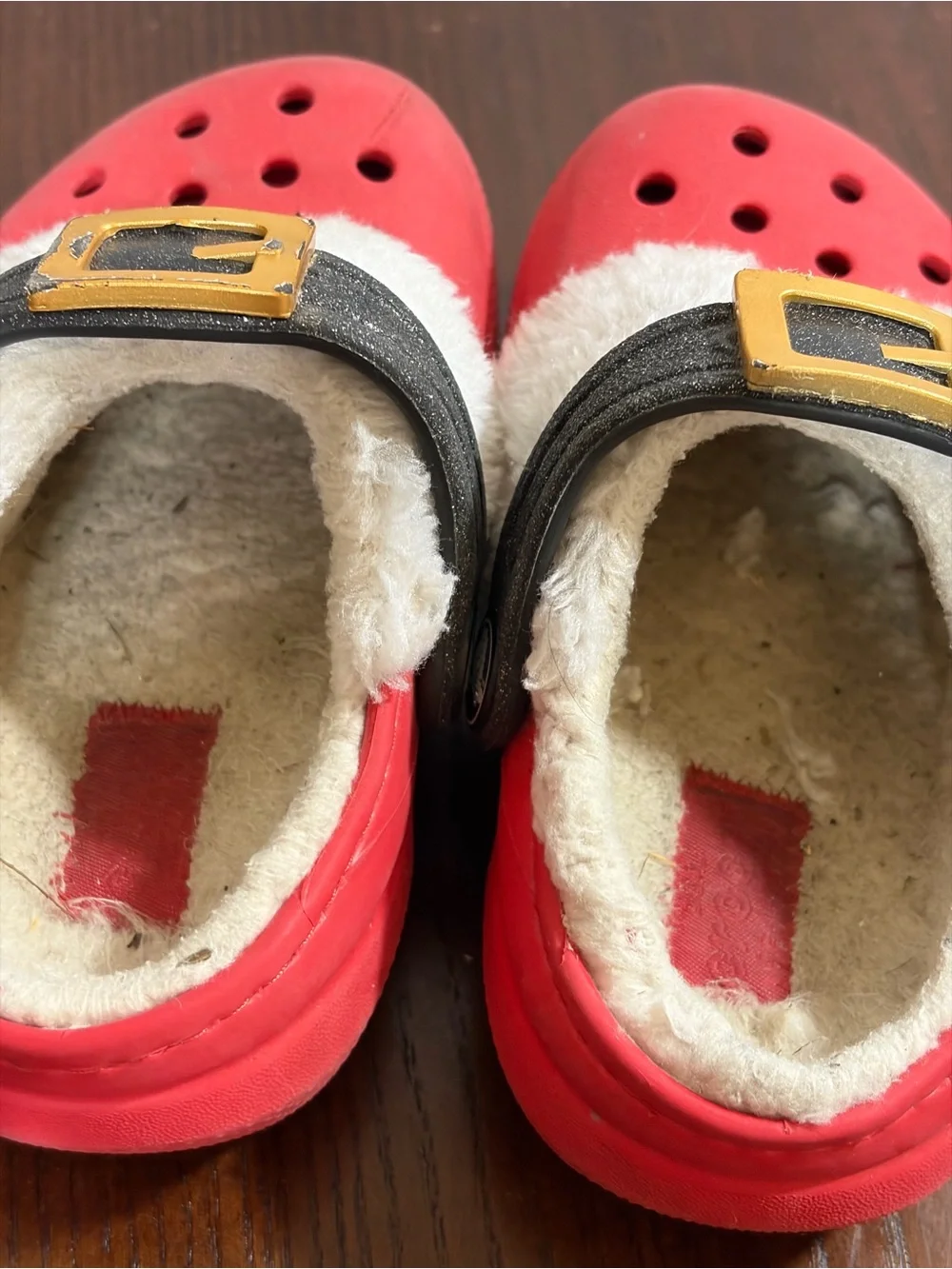 Crocs Santa Kids Red Fleece-Lined Slip-On Clogs C7